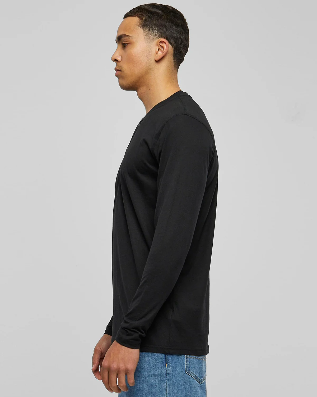 Basic Henley L/S pitkähihainen - Musta - Image 2