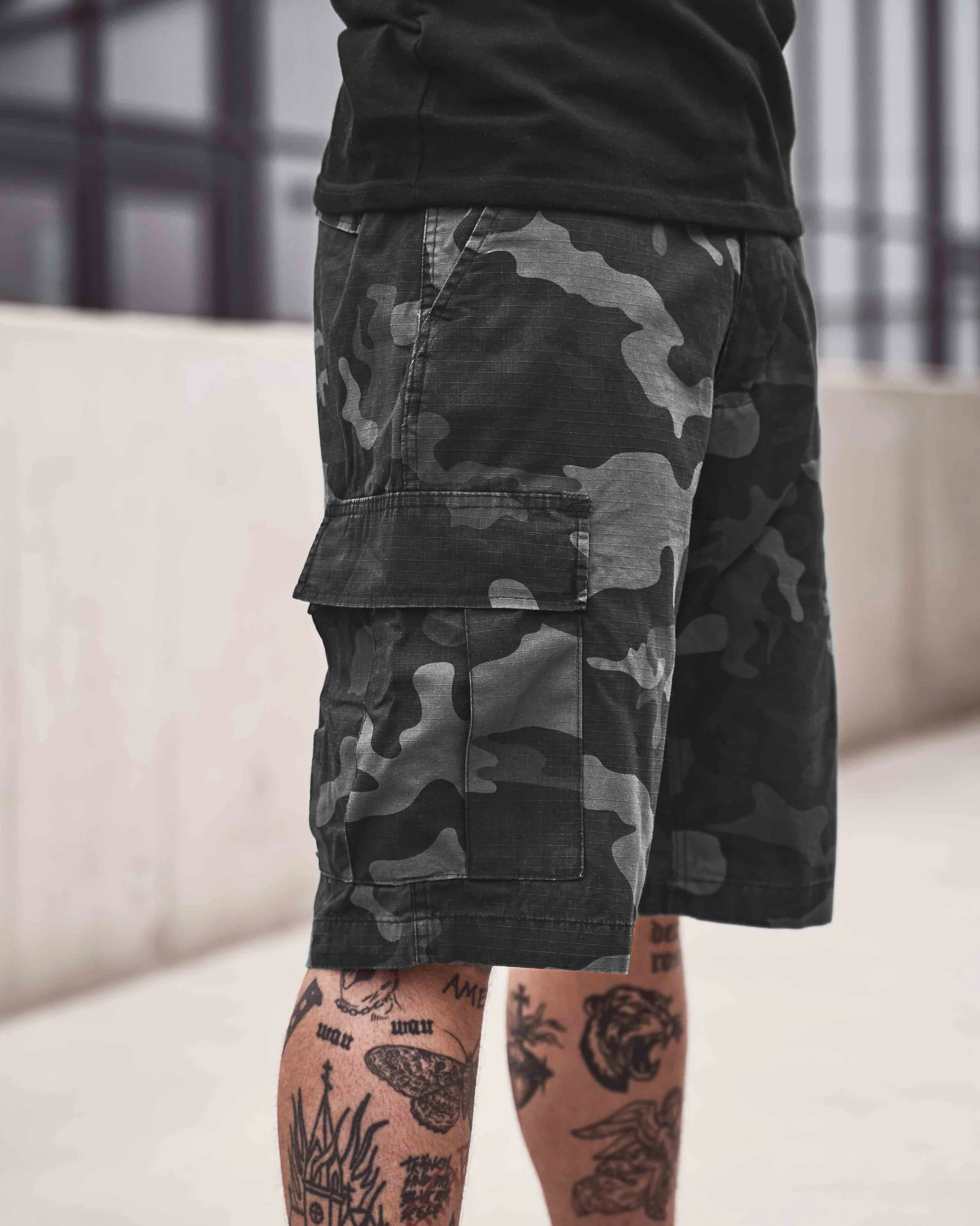 BDU Ripstop reisitaskushortsit - Harmaa camo - Image 2
