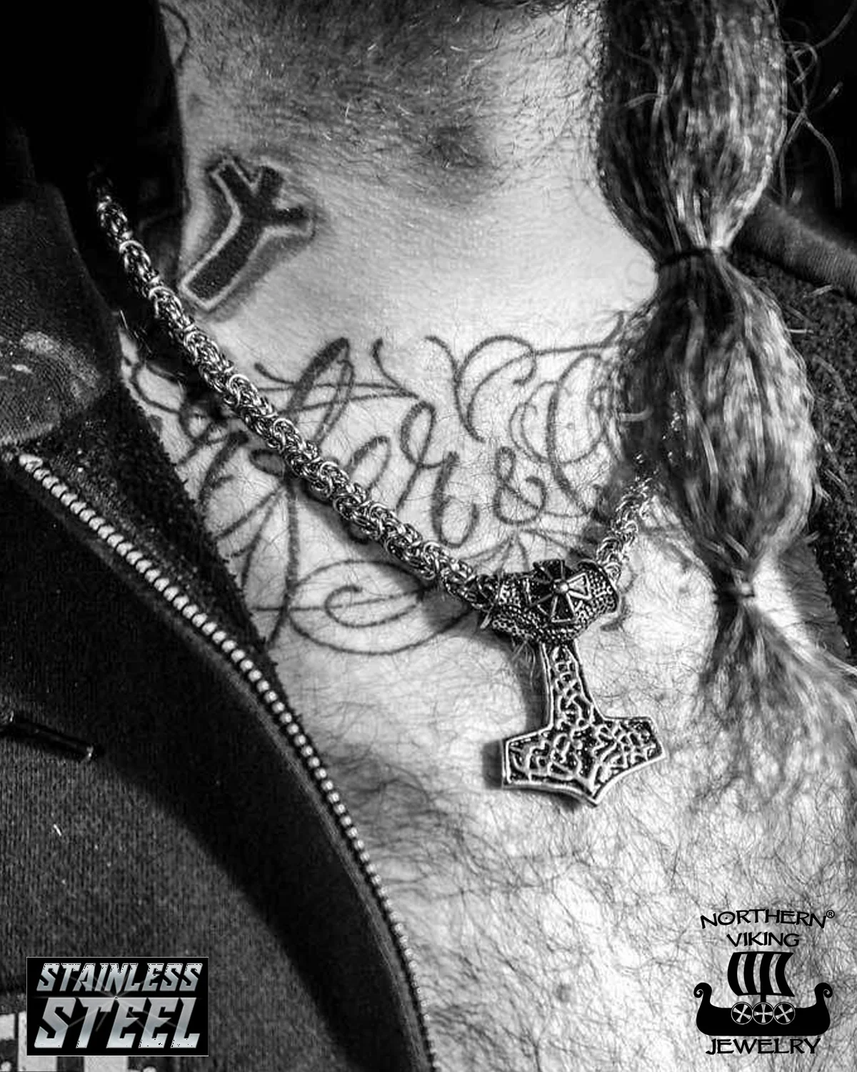 Black Tribe Cross Kuningasketjulla kaulakoru - Teräs - Image 2