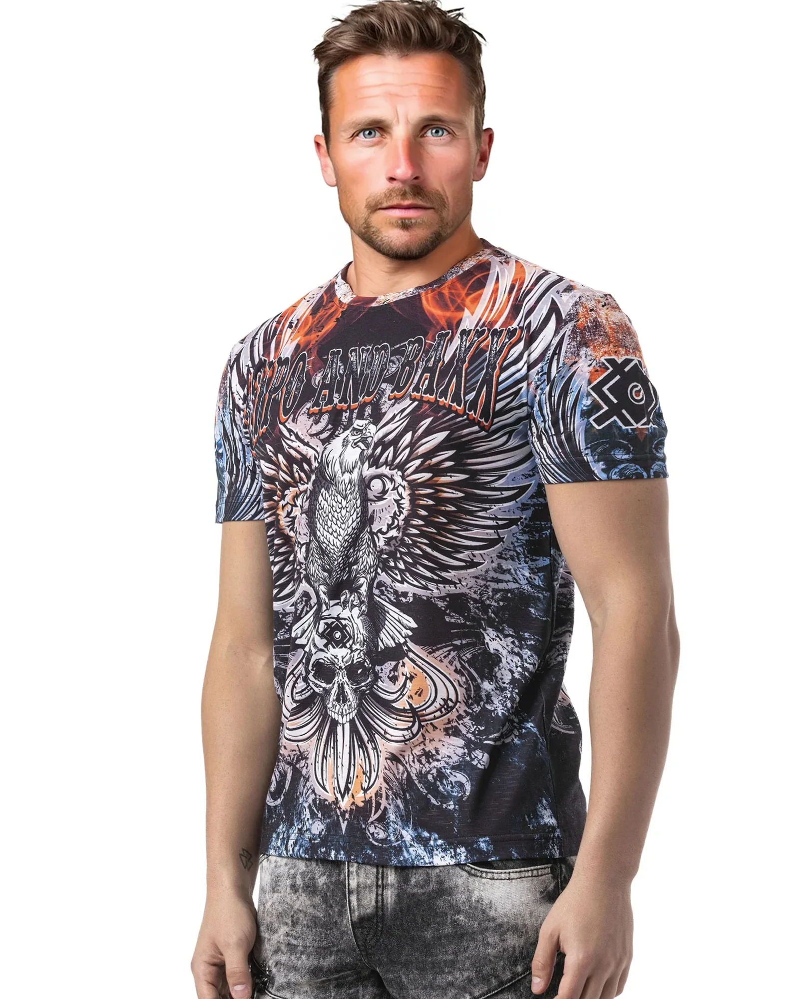 CT818 Eagle Skull t-paita - Sininen