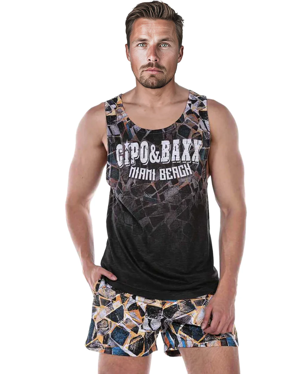 CUK244 Geometric beach set - Musta