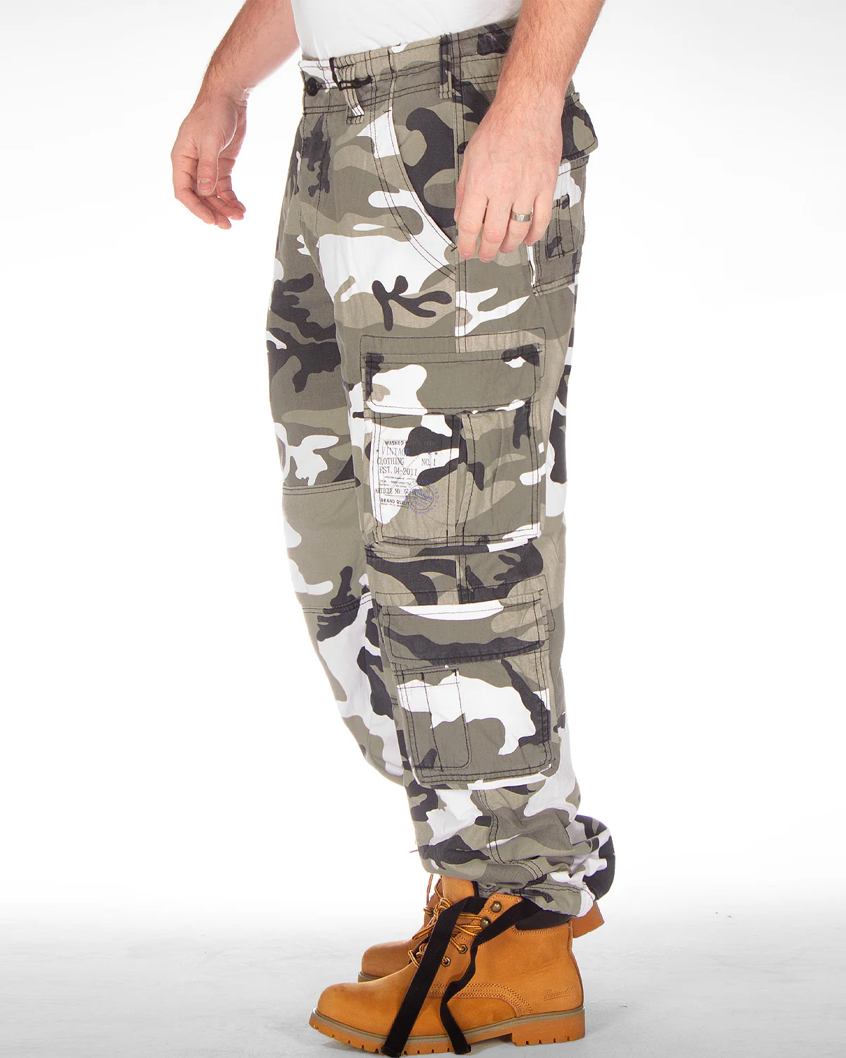 Pure vintage reisitaskuhousut - Valkoinen Camo - Image 3