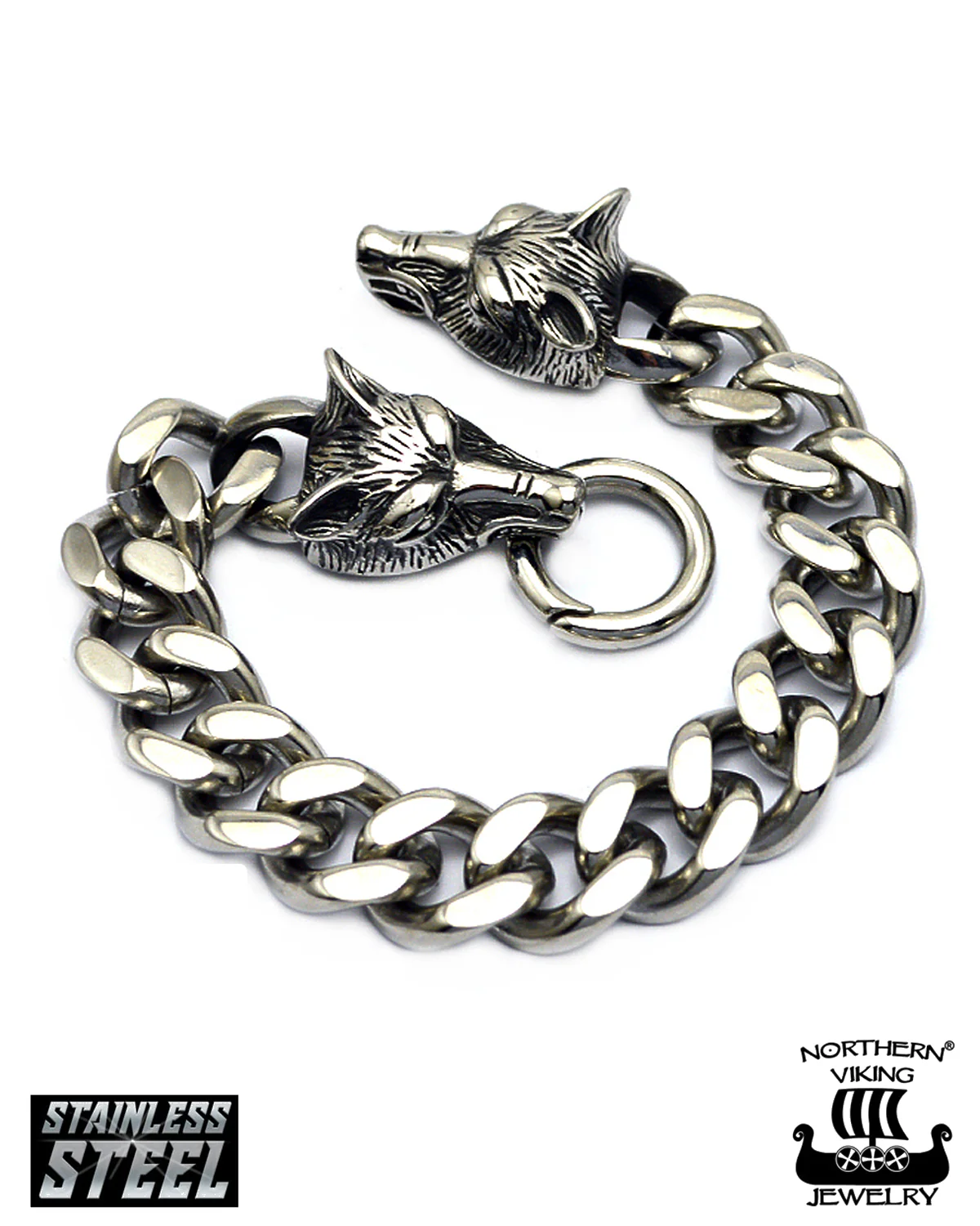Steel Chain Wolf Head rannekoru - Teräs