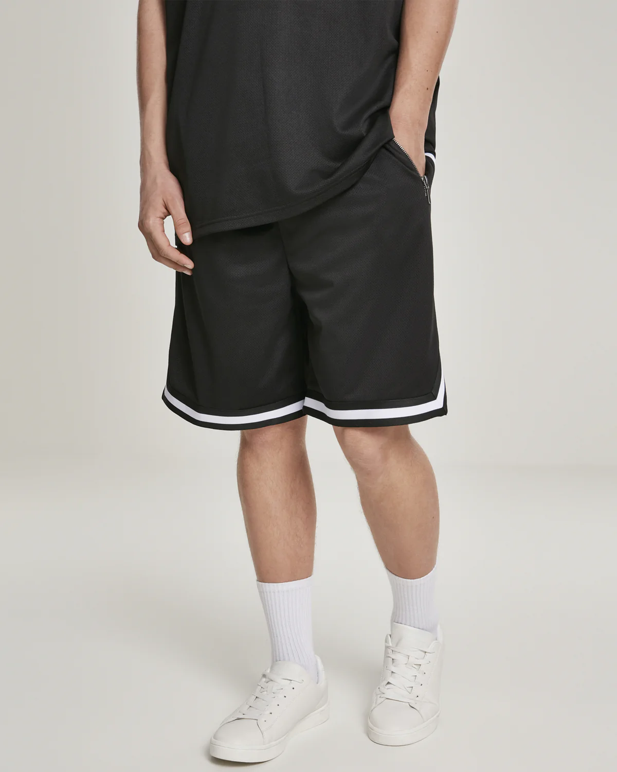 Stripe mesh shortsit - Musta/Valkoinen