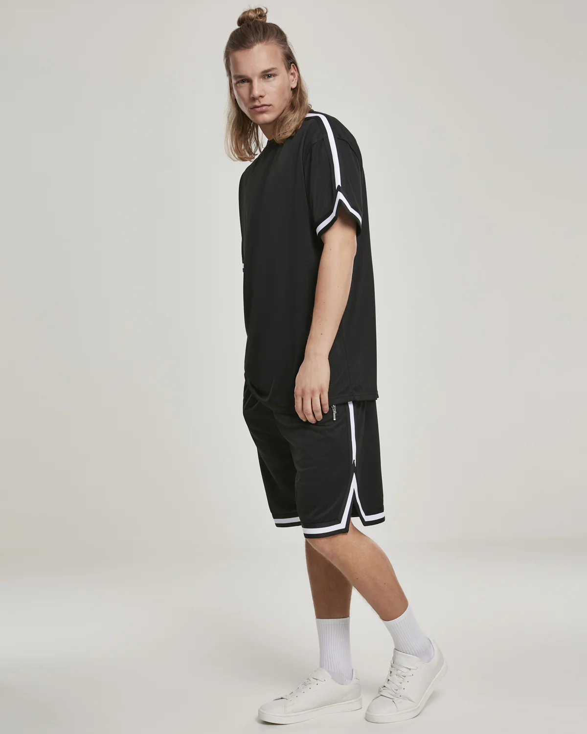 Stripe mesh shortsit - Musta/Valkoinen - Image 5