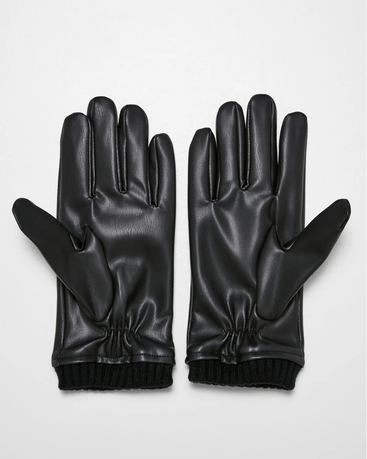 Synthetic leather hanskat - Musta - Image 3