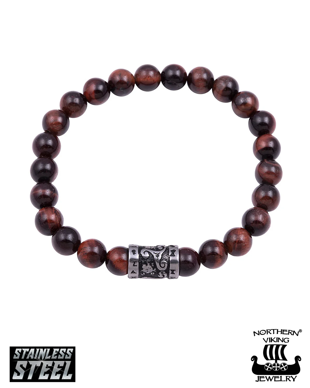 Tiger Eye Runes rannekoru - Ruskea