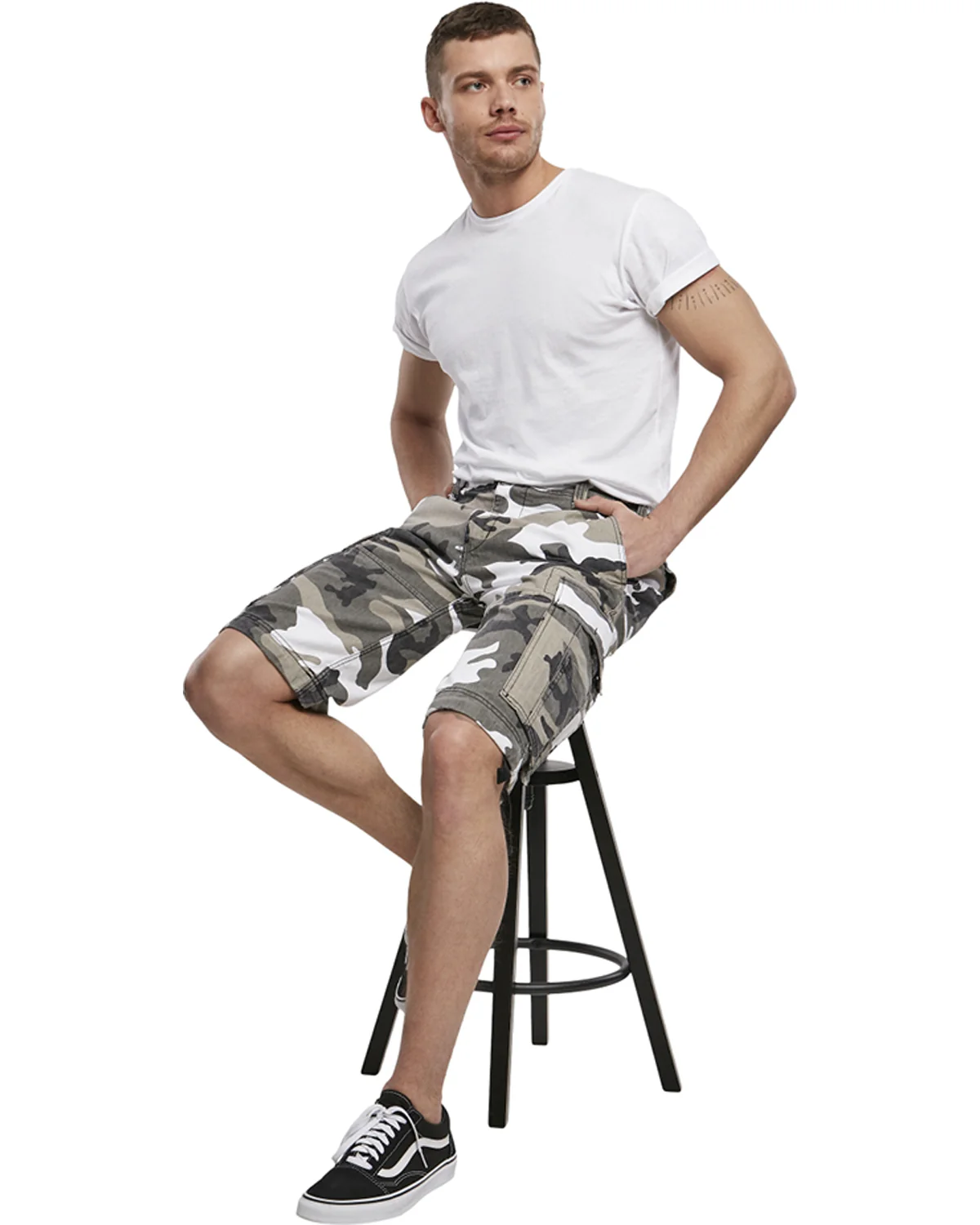 Vintage reisitaskushortsit - Valkoinen camo - Image 3